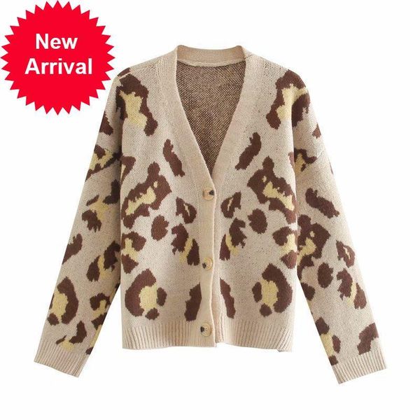 2021 new female fashion chic design with cleavage v cardigans jacket winter newloose leopard jacquard mesh sweater 3cyv, White;black
2021 new female fashion chic design with cleavage v cardigans jacket winter newloose leopard jacquard mesh sweater 3cyv, White;black