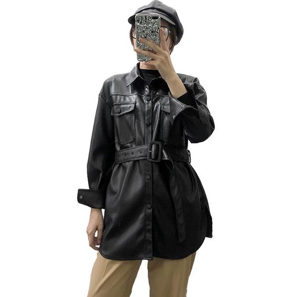 belt slim pu coat women fashion faux leather jackets women elegant waist pockets buttons coat ladies spring black outerwear 3094
belt slim pu coat women fashion faux leather jackets women elegant waist pockets buttons coat ladies spring black outerwear 3094