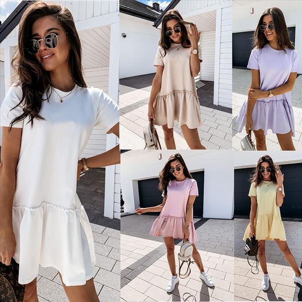 2020 explosion models summer solid color short sleeved loose round neck ruffle dress drop shipping good quality, Black;gray
2020 explosion models summer solid color short sleeved loose round neck ruffle dress drop shipping good quality, Black;gray