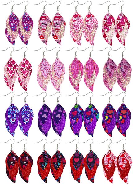 new heart print pu leather dangle drop earrings valentine's day 3 layered s-shape lightweight leaf earrings love fashion jewelry, Silver
new heart print pu leather dangle drop earrings valentine's day 3 layered s-shape lightweight leaf earrings love fashion jewelry, Silver