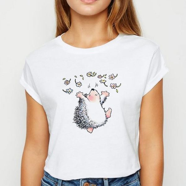 new t-shirt female hedgehog scatters flowers tshirt vogue spring summer tee shirt recreational ropa mujer round neck t-shirts, White
new t-shirt female hedgehog scatters flowers tshirt vogue spring summer tee shirt recreational ropa mujer round neck t-shirts, White