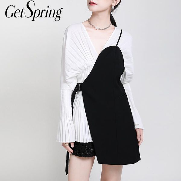 getspring women vest black irregular waistcoat temperament vest coat loose long fashion ladies waist coat lace up woman top, Black;white
getspring women vest black irregular waistcoat temperament vest coat loose long fashion ladies waist coat lace up woman top, Black;white