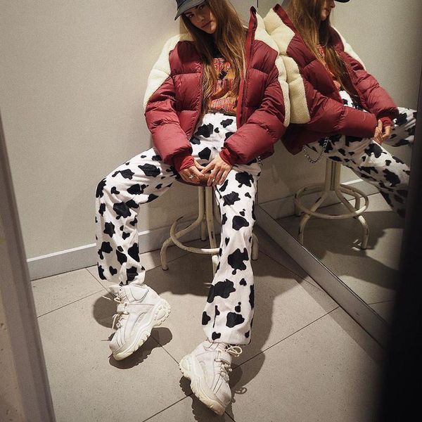 streetwear white cow spot pants women autum trousers fashion womens bottoms high waist full length flare bottom pants, Black;white
streetwear white cow spot pants women autum trousers fashion womens bottoms high waist full length flare bottom pants, Black;white