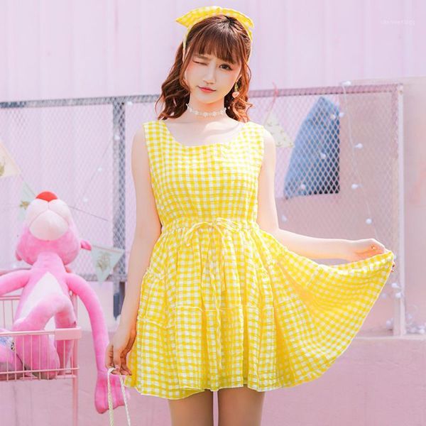 2020 summer sweet plaid dress girls sleeveless kawaai dresses women elegant loose casual sweet yellow vestidos pink1, Black;gray
2020 summer sweet plaid dress girls sleeveless kawaai dresses women elegant loose casual sweet yellow vestidos pink1, Black;gray