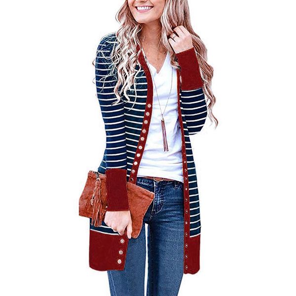 women autumn long sleeve cardigans casual long sleeve striped button long basic jackets coat streetwear wdc3440, Black;brown
women autumn long sleeve cardigans casual long sleeve striped button long basic jackets coat streetwear wdc3440, Black;brown