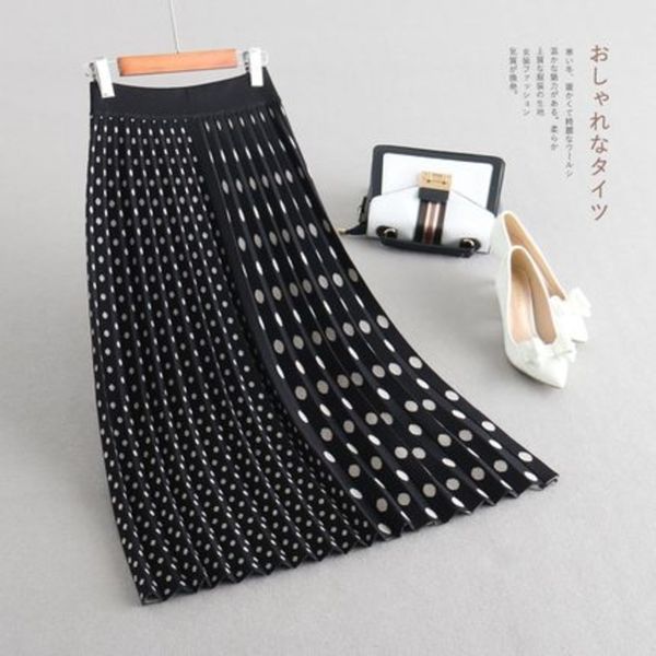 2019 autumn winter womens wool midi skirt fashion classical polka dot skirt outside slim warm q1209, Black
2019 autumn winter womens wool midi skirt fashion classical polka dot skirt outside slim warm q1209, Black