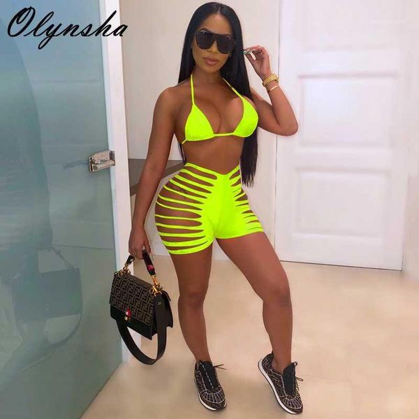 women's swimwear bikini swimsuit set women halter backless bra hollow out shorts 2 piece 2021 summer woman beachwear neon bathing1, White;black
women's swimwear bikini swimsuit set women halter backless bra hollow out shorts 2 piece 2021 summer woman beachwear neon bathing1, White;black