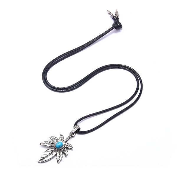 new hanging ornaments fashion personalized leaves inlaid turquoise pendant necklace jewelry, Silver
new hanging ornaments fashion personalized leaves inlaid turquoise pendant necklace jewelry, Silver