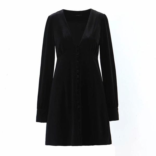 2021 new vintage black button decoration women fashion v-neck dress elegant ladies long sleeve mini dres, Black;gray
2021 new vintage black button decoration women fashion v-neck dress elegant ladies long sleeve mini dres, Black;gray