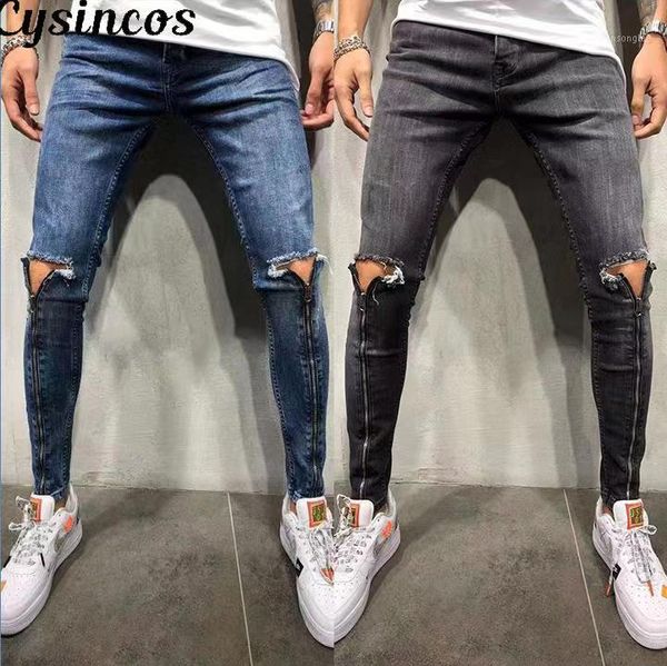 cysincos 2020 new men's fashion streetwear jeans blue skinny destroyed ripped stripe jean male broken zipper hip hop pants1, Black
cysincos 2020 new men's fashion streetwear jeans blue skinny destroyed ripped stripe jean male broken zipper hip hop pants1, Black