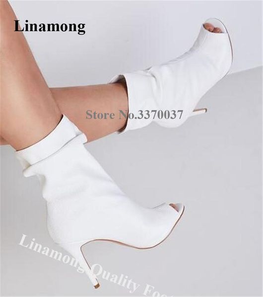 boots linamong fashion peep toe white leather stiletto heel short slip-on solid color ankle booties customize colors dress shoes, Black
boots linamong fashion peep toe white leather stiletto heel short slip-on solid color ankle booties customize colors dress shoes, Black