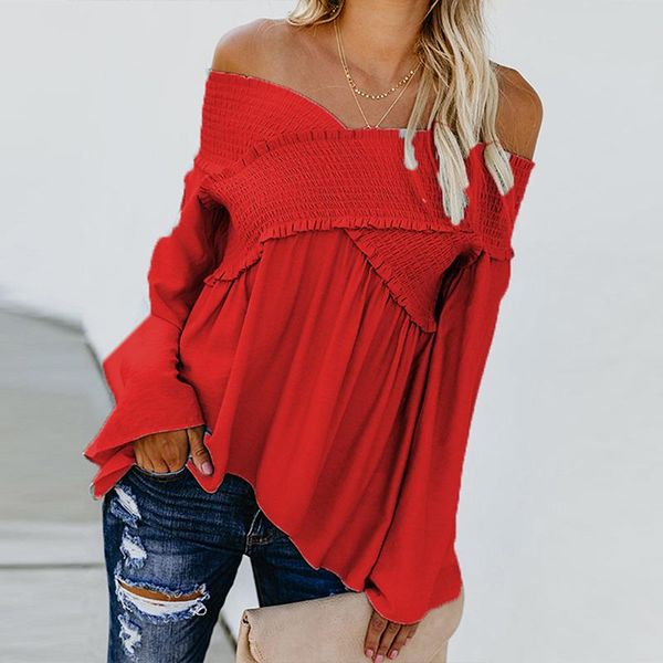 blouse women off shoulder shirts irregular hem womens plus size solid color pleated blouse shirt women shirts, White
blouse women off shoulder shirts irregular hem womens plus size solid color pleated blouse shirt women shirts, White