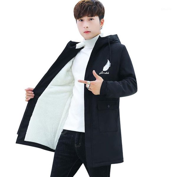 2018 winter jacket men hooded long jacket mens winter parkas man cashmere man windbreaker parkas1, Black