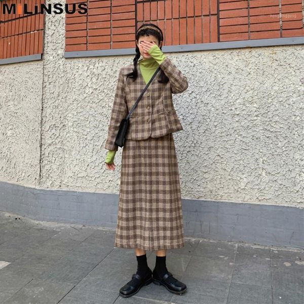 2019 women blazer skirt set vintage plaid blazers long skirt two pieces suits female korean clothes spring autumn 90s faldas1, White;black
2019 women blazer skirt set vintage plaid blazers long skirt two pieces suits female korean clothes spring autumn 90s faldas1, White;black