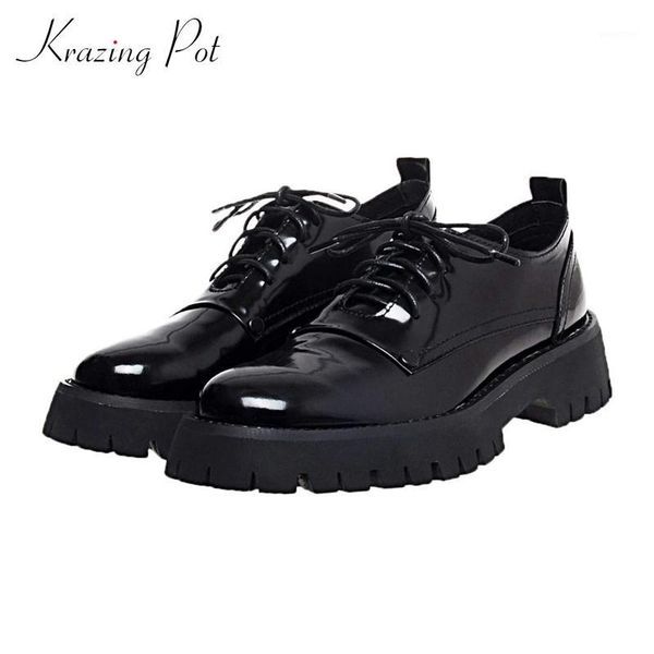 krazing pot 2020 autumn shoes women genuine leather round toe med square heel lace up thick bottom pretty girls dress pumps l021, Black
krazing pot 2020 autumn shoes women genuine leather round toe med square heel lace up thick bottom pretty girls dress pumps l021, Black