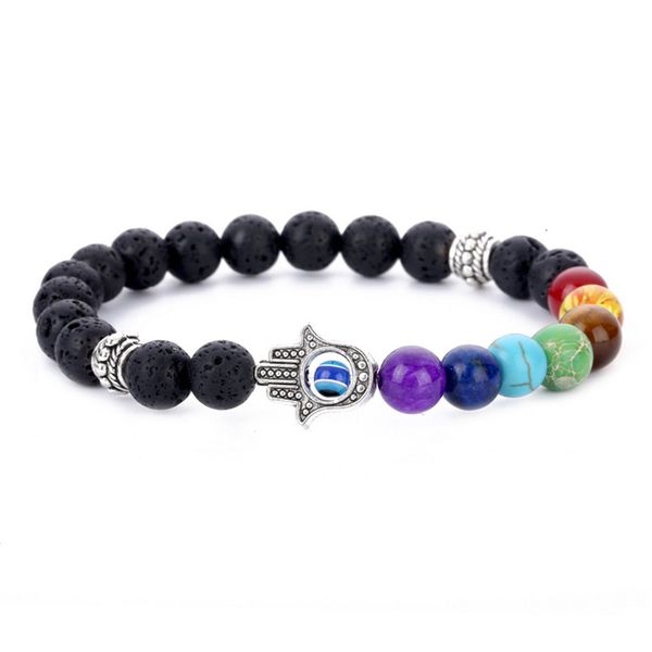 beaded charm religious hamsa hand natural gemstone stone yoga lava rock chakra healing bracelet, Black
beaded charm religious hamsa hand natural gemstone stone yoga lava rock chakra healing bracelet, Black