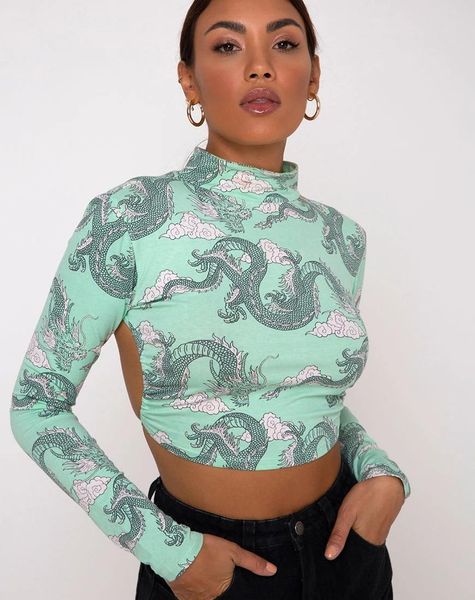 new 2020 autumn women fashion print backless slim fit cropped vintage turtleneck lace-up t-shirt long sleeve clothes, White
new 2020 autumn women fashion print backless slim fit cropped vintage turtleneck lace-up t-shirt long sleeve clothes, White