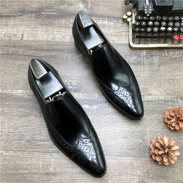 2020 leather genuine manly broach marriage banquet casual vintage man shoes o30h, Black
2020 leather genuine manly broach marriage banquet casual vintage man shoes o30h, Black