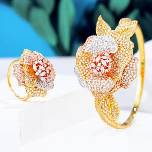 godki luxury 3 tone begonia flowers bracelet bangle ring set for women wedding party full cubic zirconia dress jewelry sets, Silver
godki luxury 3 tone begonia flowers bracelet bangle ring set for women wedding party full cubic zirconia dress jewelry sets, Silver