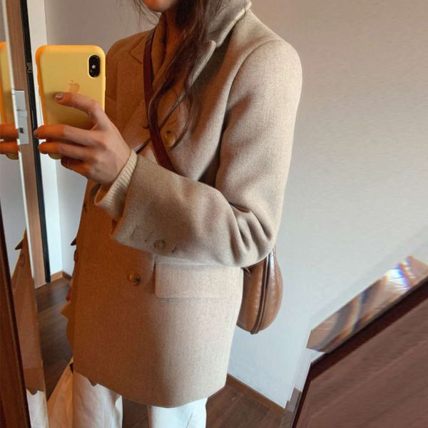 winter limit loose double breasted casual tweed et korean women's suit women, White;black
winter limit loose double breasted casual tweed et korean women's suit women, White;black