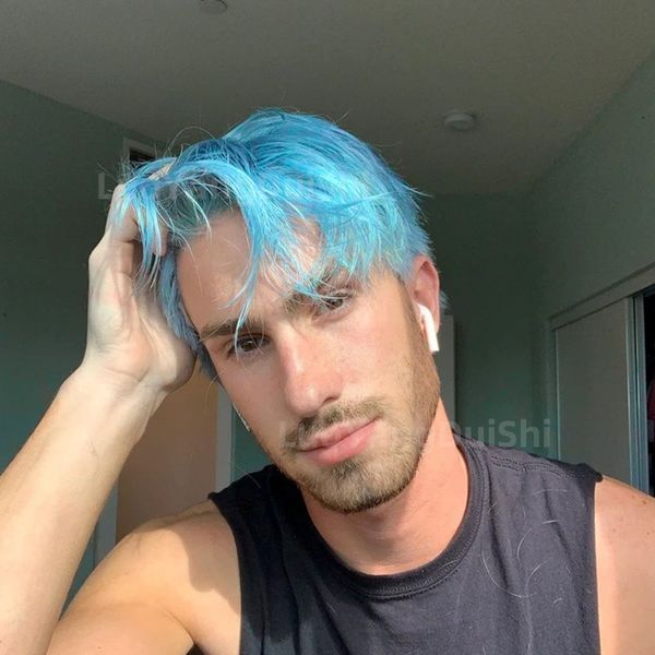 2021 new selling blue masculine trend wig short partial wig set men's chemical fiber hair set spot, Black
2021 new selling blue masculine trend wig short partial wig set men's chemical fiber hair set spot, Black