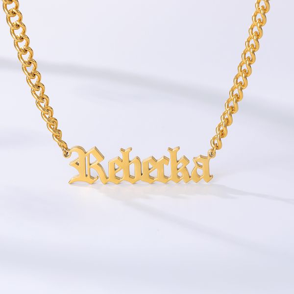 stainless steel horsewhip chain personalized old english name necklaces pendants women jewelry custom vintage nameplate choker q1114, Silver
stainless steel horsewhip chain personalized old english name necklaces pendants women jewelry custom vintage nameplate choker q1114, Silver