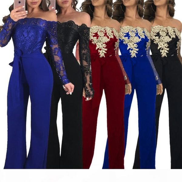 off shoulder lace jumpsuit summer fashion bandage wide leg jumpsuit long sleeve elegant bodycon jumpsuit female, Black;white
off shoulder lace jumpsuit summer fashion bandage wide leg jumpsuit long sleeve elegant bodycon jumpsuit female, Black;white