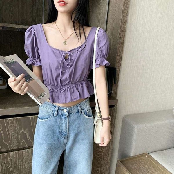 small court style bubble sleeve french short sleeve square collar pleated elastic waist open navel short sleeve t-shirt for female xia, Black;brown
small court style bubble sleeve french short sleeve square collar pleated elastic waist open navel short sleeve t-shirt for female xia, Black;brown