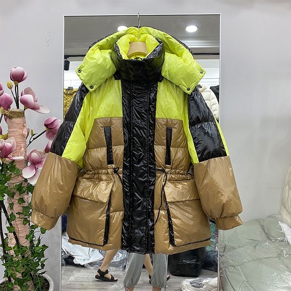 winter coat women waterproof glossy hooded 90% white duck down jacket thick warm loose parkas adjustable waist female coat y201026, Black
winter coat women waterproof glossy hooded 90% white duck down jacket thick warm loose parkas adjustable waist female coat y201026, Black