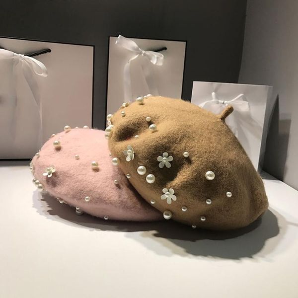berets style elegant winter warm wool women beret luxury pearl floral felt hat charming knit solid color hats for female girls, Blue;gray
berets style elegant winter warm wool women beret luxury pearl floral felt hat charming knit solid color hats for female girls, Blue;gray