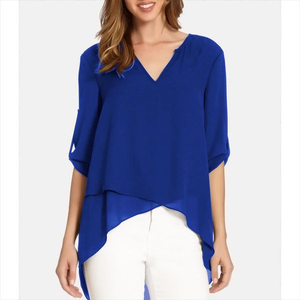zsiibo womens solid color v neck irregular chiffon shirt 2019 stitching large size 5xl loose seven point sleeve pullover top, White
zsiibo womens solid color v neck irregular chiffon shirt 2019 stitching large size 5xl loose seven point sleeve pullover top, White