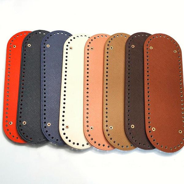 bag parts & accessories oval long bottom for knitted pu leather handmade diy crochet, Black