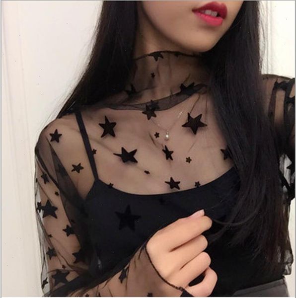 fashion high neck black mesh pullover womens t-shirt tee see-through bottoms korean long sleeve clothing, White
fashion high neck black mesh pullover womens t-shirt tee see-through bottoms korean long sleeve clothing, White