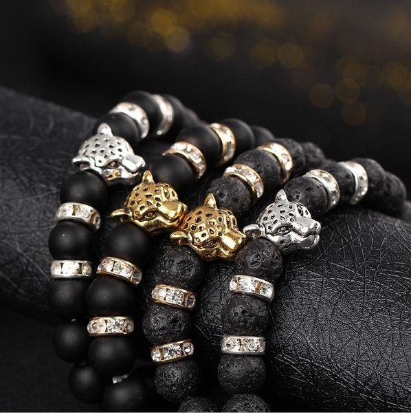 beaded, strands golden leopard head matte onyx bangle men's fashion volcanic stone natural silver plated buddha heads bracelet, Black
beaded, strands golden leopard head matte onyx bangle men's fashion volcanic stone natural silver plated buddha heads bracelet, Black