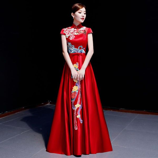 ethnic clothing traditional embroidery flower qipao women mandarin collar cheongsam chinese style vestidos female stage show dress gown s-xx, Red
ethnic clothing traditional embroidery flower qipao women mandarin collar cheongsam chinese style vestidos female stage show dress gown s-xx, Red