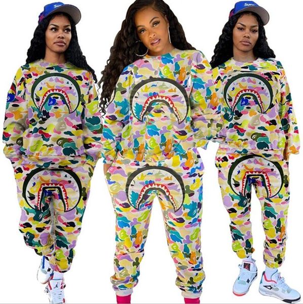 womens tracksuit shark designers t shirts pants set winter t-shirt legging pants suit 2pcs/set cartoon camouflage print outfit e112303, White
womens tracksuit shark designers t shirts pants set winter t-shirt legging pants suit 2pcs/set cartoon camouflage print outfit e112303, White