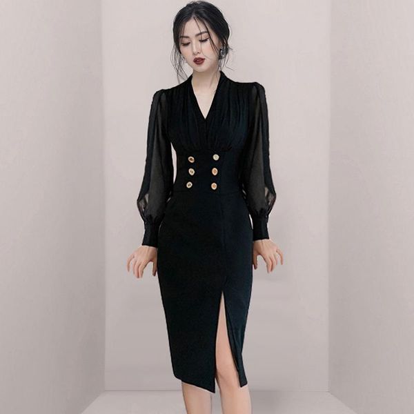 casual dresses spring autumn high waist dress women chiffon lantern sleeve fake two-piece irregular hem split double-breasted ta387, Black;gray
casual dresses spring autumn high waist dress women chiffon lantern sleeve fake two-piece irregular hem split double-breasted ta387, Black;gray