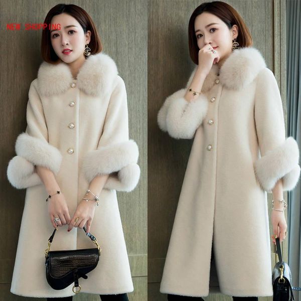 women's fur & faux luxurious long cashmere coat 2021 winter solid loose imitation collar single breasted thick warm, Black
women's fur & faux luxurious long cashmere coat 2021 winter solid loose imitation collar single breasted thick warm, Black