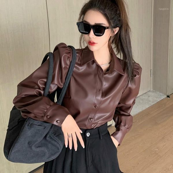 vintage puff sleeve women pu shirts woman fake leather blouse woman lady pu 1, White
vintage puff sleeve women pu shirts woman fake leather blouse woman lady pu 1, White