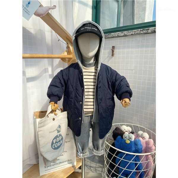 the korean version of the children's winter holiday two hooded thin hoodie patchwork long cotton jacket1, Blue;gray
the korean version of the children's winter holiday two hooded thin hoodie patchwork long cotton jacket1, Blue;gray