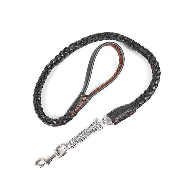 dog collars & leashes 120cm genuine leather large leash with spring buffer black braidded strong pet outdoor walking lead belt1
dog collars & leashes 120cm genuine leather large leash with spring buffer black braidded strong pet outdoor walking lead belt1