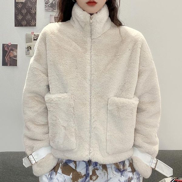 women's warm coat long-sleeved 2020 autumn and winter new solid color loose stand-up collar zipper plush jacket, Black
women's warm coat long-sleeved 2020 autumn and winter new solid color loose stand-up collar zipper plush jacket, Black
