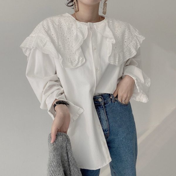 2021 japan style blouse spring autumn new korean fashion loose simple thin ruffle large lapel long sleeve mq01, White
2021 japan style blouse spring autumn new korean fashion loose simple thin ruffle large lapel long sleeve mq01, White