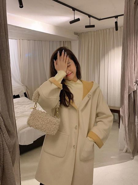 winter female korean fashion warm thick long sleeve jacket preppy style kawaii loose single breasted two-tone hooded woolen coat, Black
winter female korean fashion warm thick long sleeve jacket preppy style kawaii loose single breasted two-tone hooded woolen coat, Black