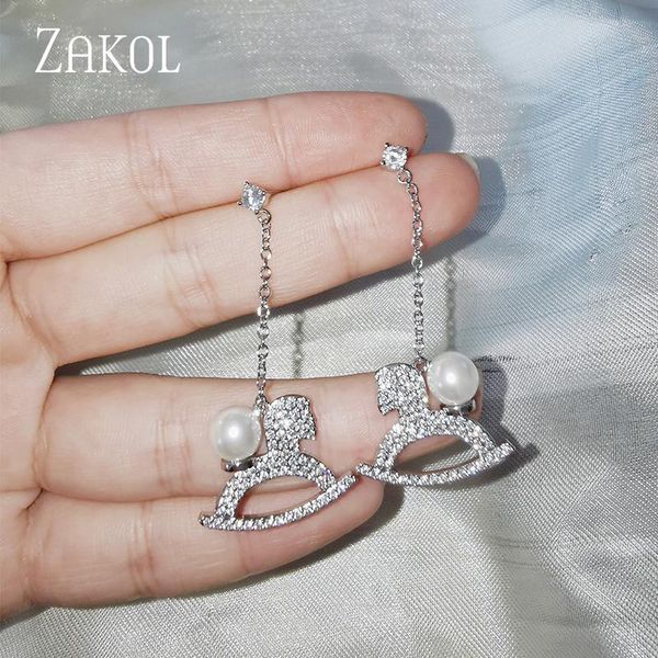 zakol luxury temperament cubic zirconia pearl pendant dangle earrings girls party wear accessories earring jewelry fsep2119, Silver
zakol luxury temperament cubic zirconia pearl pendant dangle earrings girls party wear accessories earring jewelry fsep2119, Silver