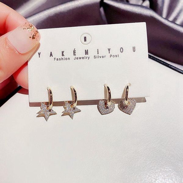 dangle & chandelier migga 2 pairs micro paved cubic zirconia heart star earrings for women party gift jewelry gold color, Silver
dangle & chandelier migga 2 pairs micro paved cubic zirconia heart star earrings for women party gift jewelry gold color, Silver