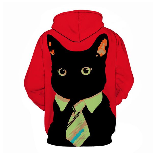 red tie little black cat men's 3d digital printing long sleeve hooded sweater, Black;white
red tie little black cat men's 3d digital printing long sleeve hooded sweater, Black;white