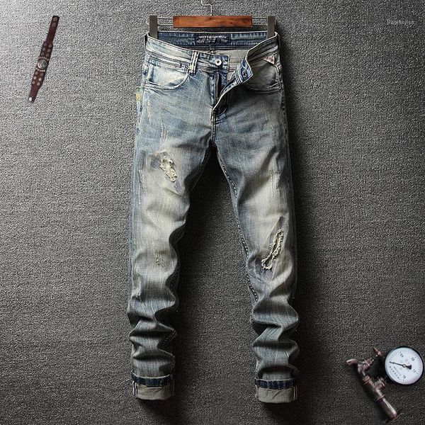 italian vintage style men jeans retro wash slim fit ripped jeans men elastic classical pants fashion streetwear hip hop1, Blue
italian vintage style men jeans retro wash slim fit ripped jeans men elastic classical pants fashion streetwear hip hop1, Blue