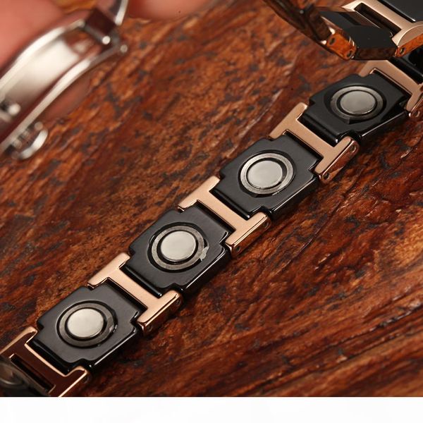 welmag magnetic bracelets health energy fashion black ceramic bracelets bangles wristband luxury jewelry friendship gifts y19051002, Golden;silver