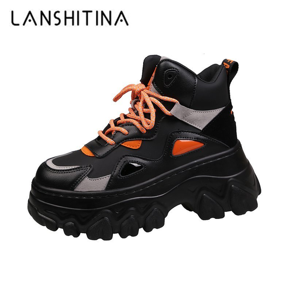 women high platform boots 2020 winter fashion ankle boots brand leather woman 8cm thick sole ladies shoes chunky sneakers, Black
women high platform boots 2020 winter fashion ankle boots brand leather woman 8cm thick sole ladies shoes chunky sneakers, Black